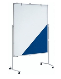 Whiteboard og opslagstavle BLÅ tekstil,  mobil 150 x 120cm  eller 120 x 150cm